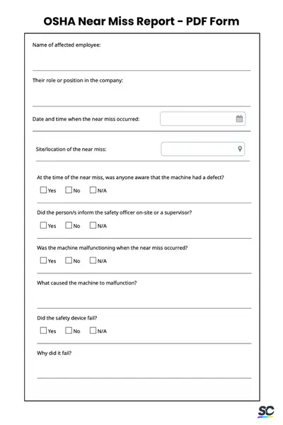 OSHA near miss example pdf form