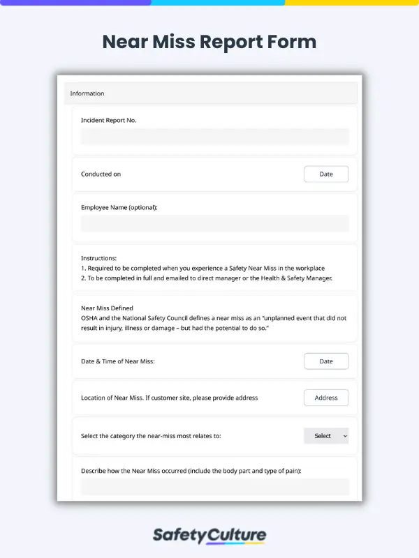 Near miss report form