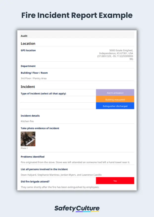 Fire Incident Report Example