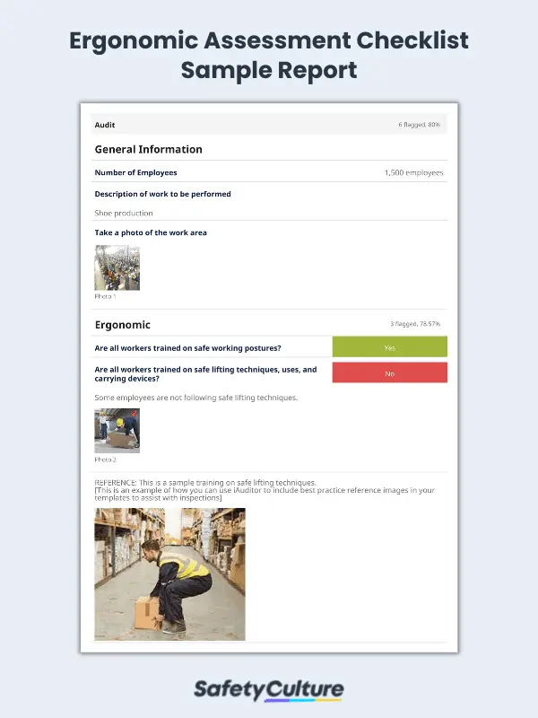 Ergonomic Assessment Checklist Sample Report