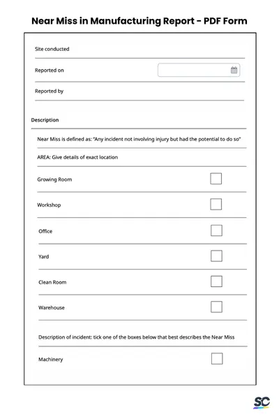 near miss in manufacturing example pdf form