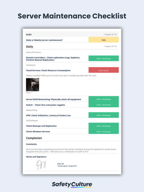 Server Maintenance Checklist