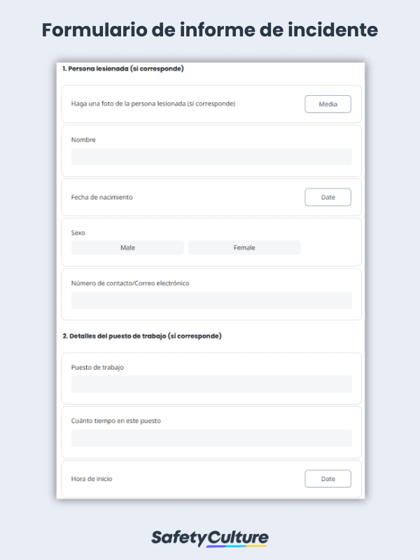 Formulario de informe de incidente