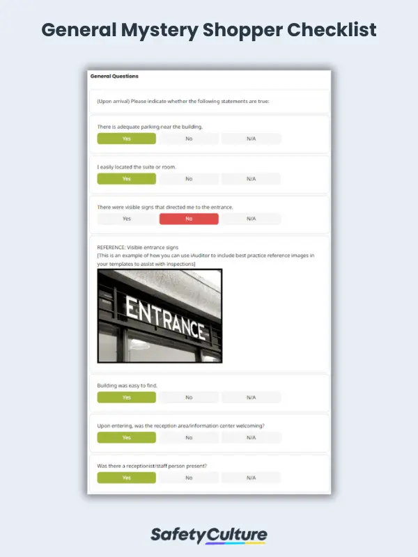 General Mystery Shopper Checklist