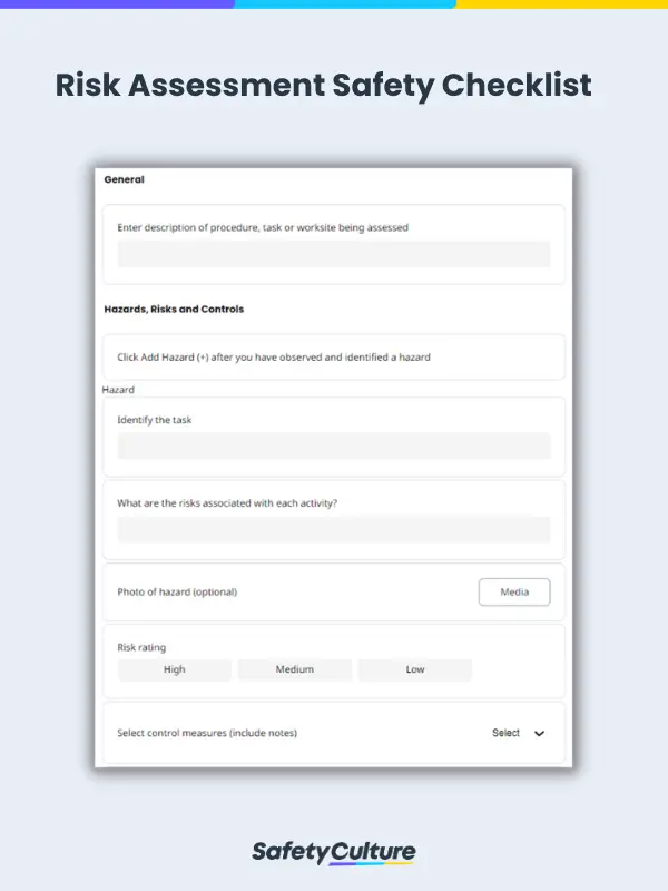 Risk Assessment Safety Checklist