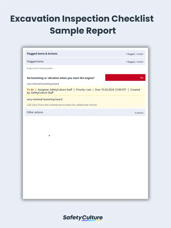 Excavation Inspection Checklist Sample Report