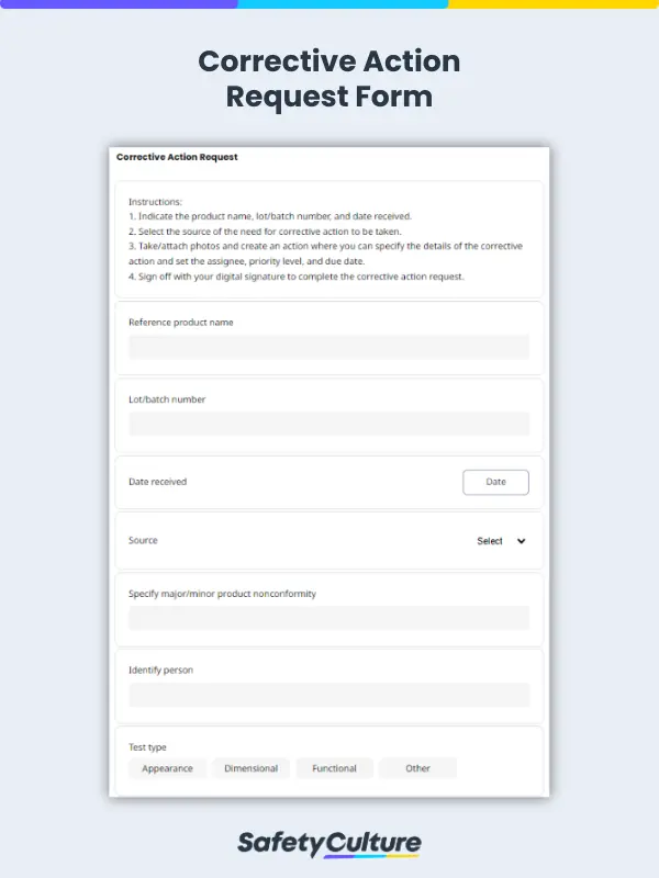 corrective action request form