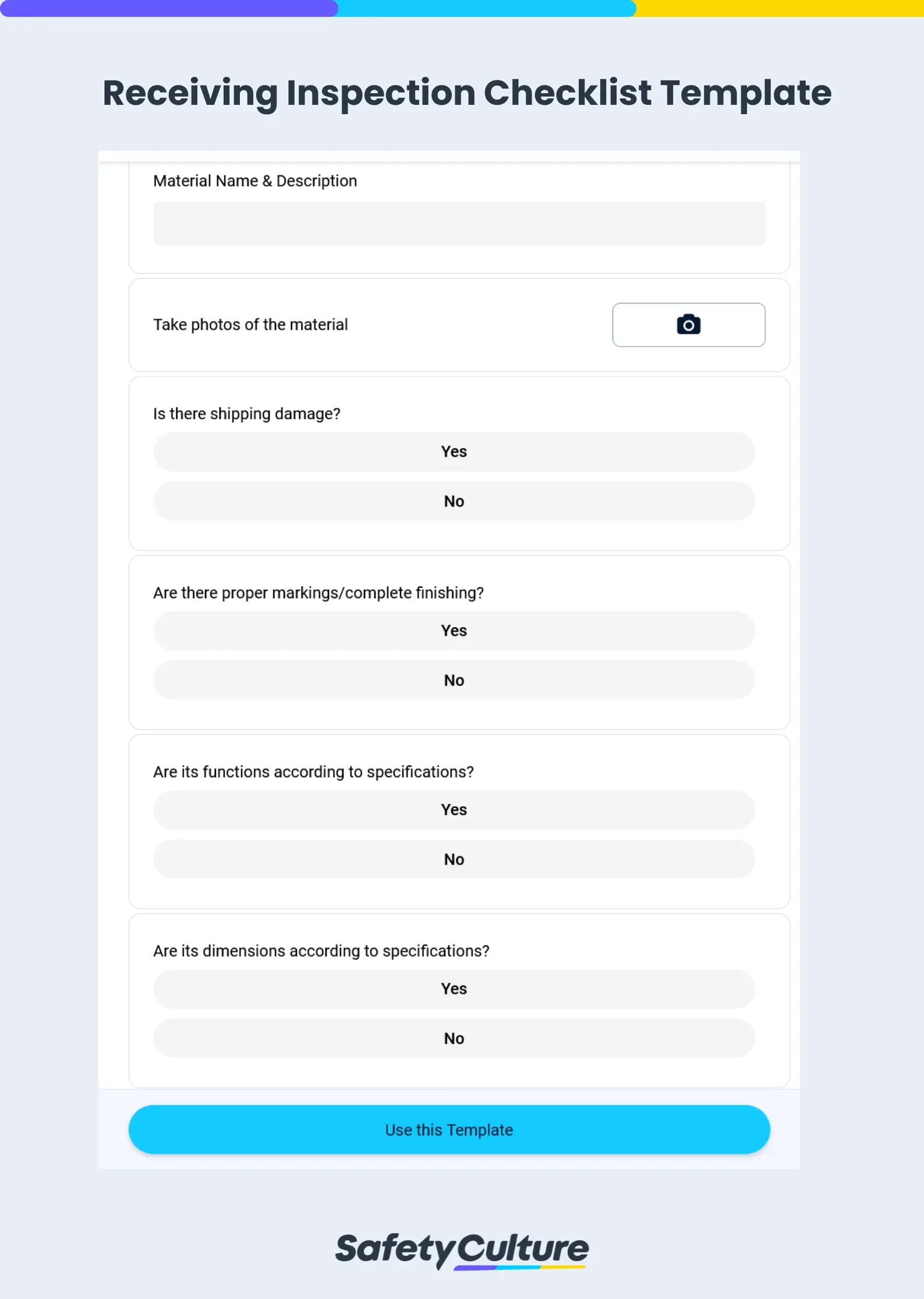 receiving inspection checklist template