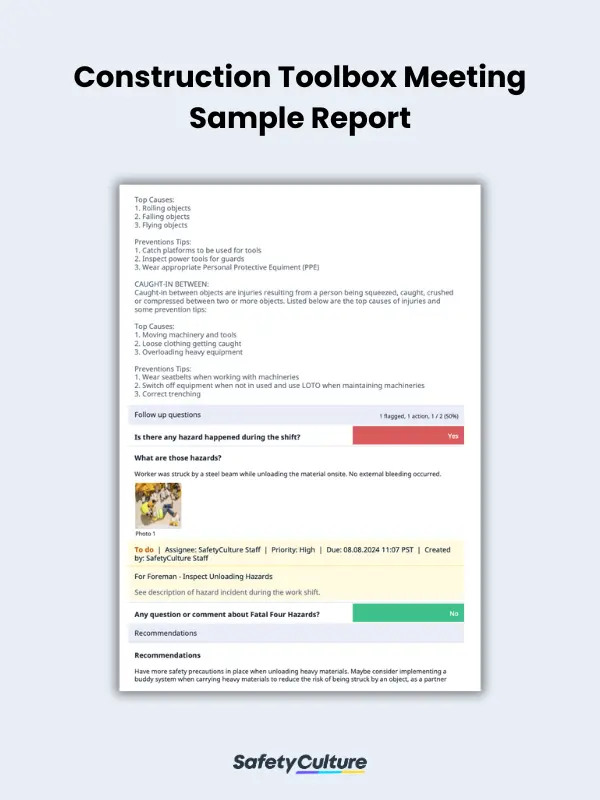 Construction Toolbox Meeting Sample Report