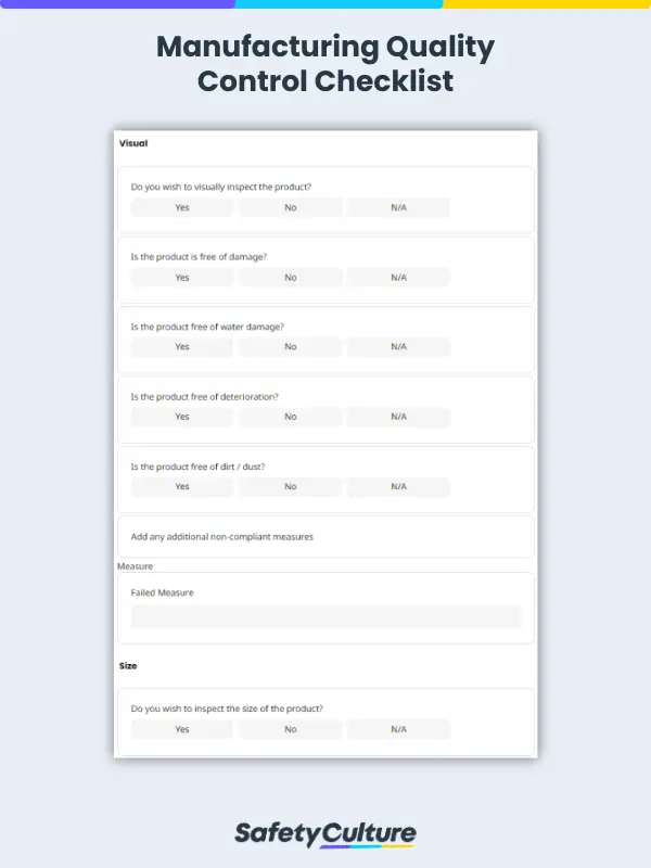 Manufacturing Quality Control Checklist