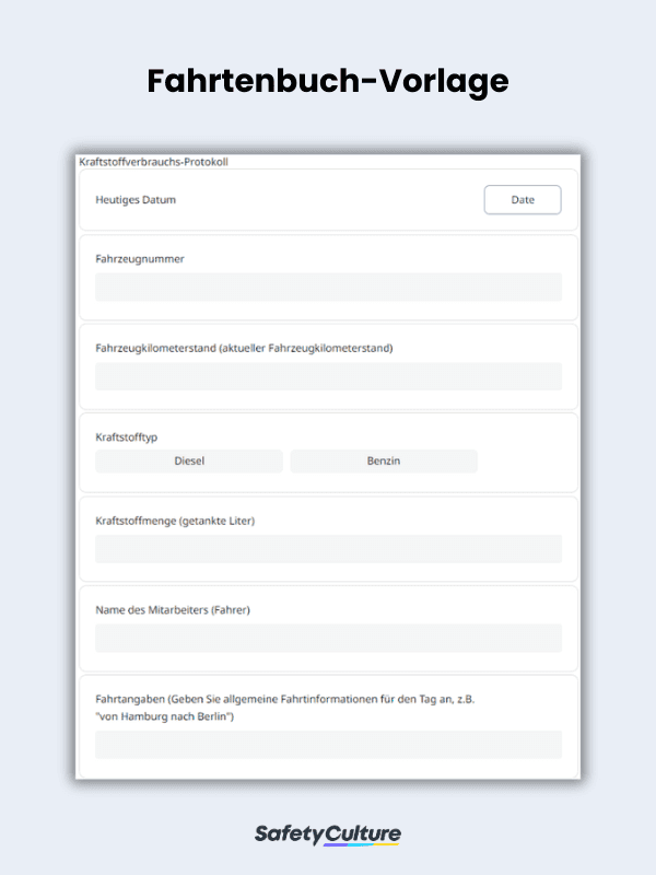 Fahrtenbuch-Vorlage