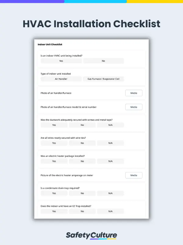 hvac installation checklist