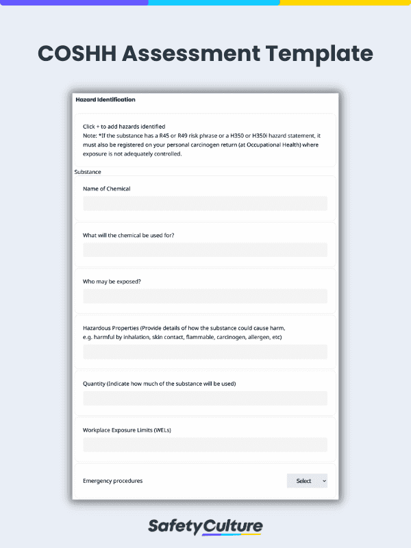 COSHH Assessment Template