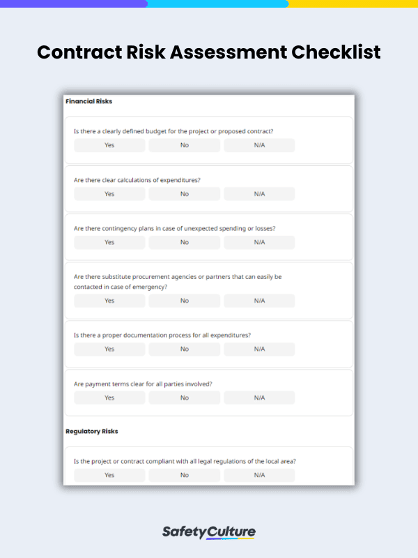 Contract Risk Assessment Checklist | SafetyCulture