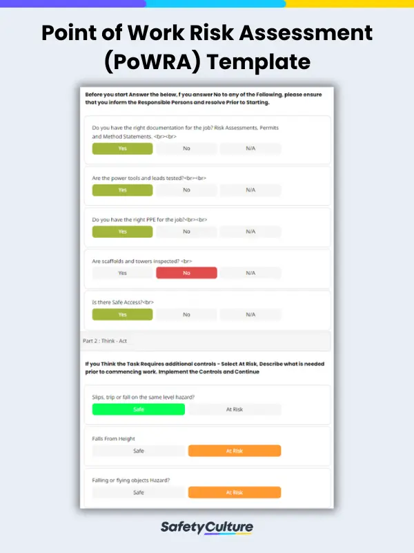 Point of Work Risk Assessment (PoWRA) Template