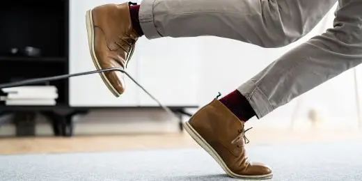 an employee tripping over wires that are office hazards