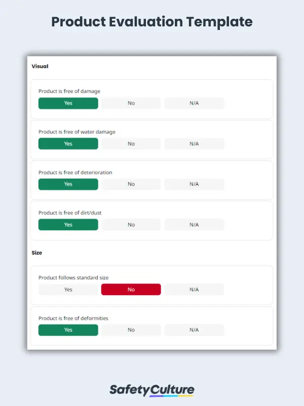 product evaluation template