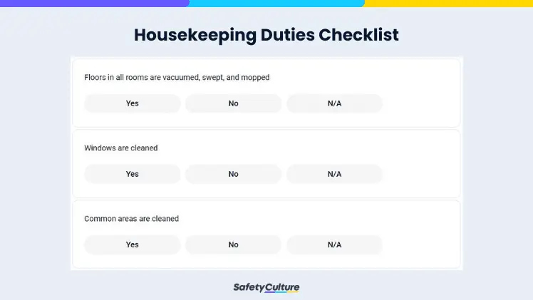 Housekeeping Duties Checklist