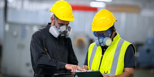 Safety inspectors analyzing risks associated with chemicals and other hazardous materials following the process hazard analysis