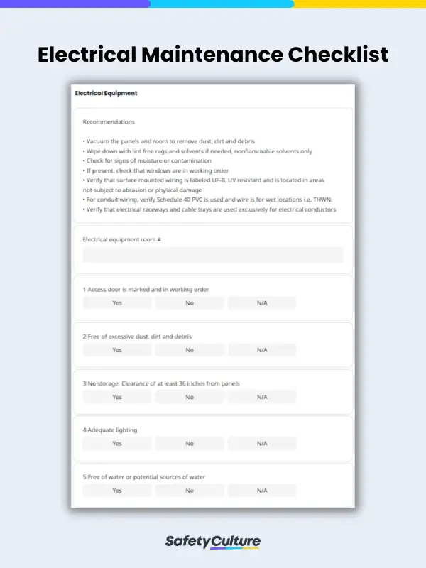 Electrical Maintenance Checklist