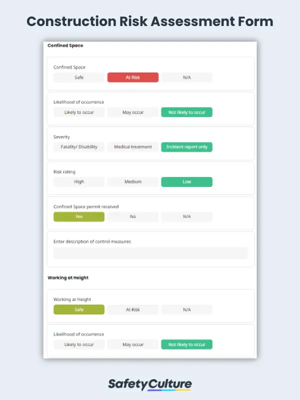 Construction Risk Assessment Form