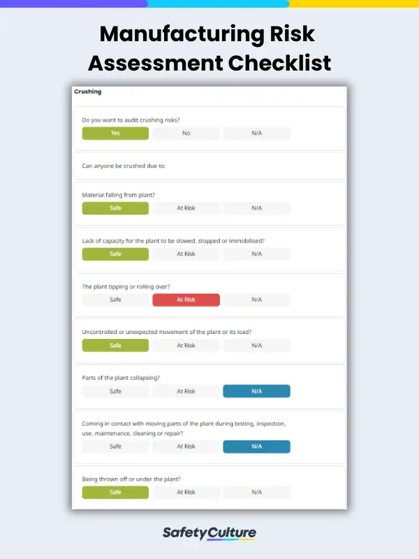 Manufacturing Risk Assessment Checklist