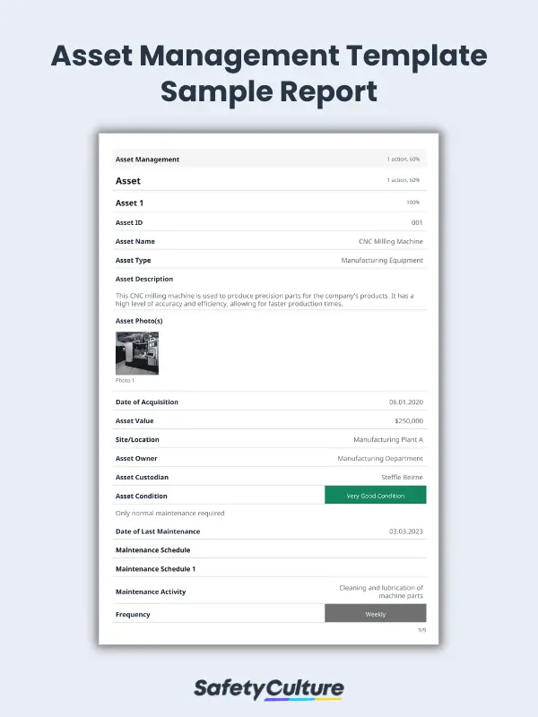 Asset Management Template Sample Report