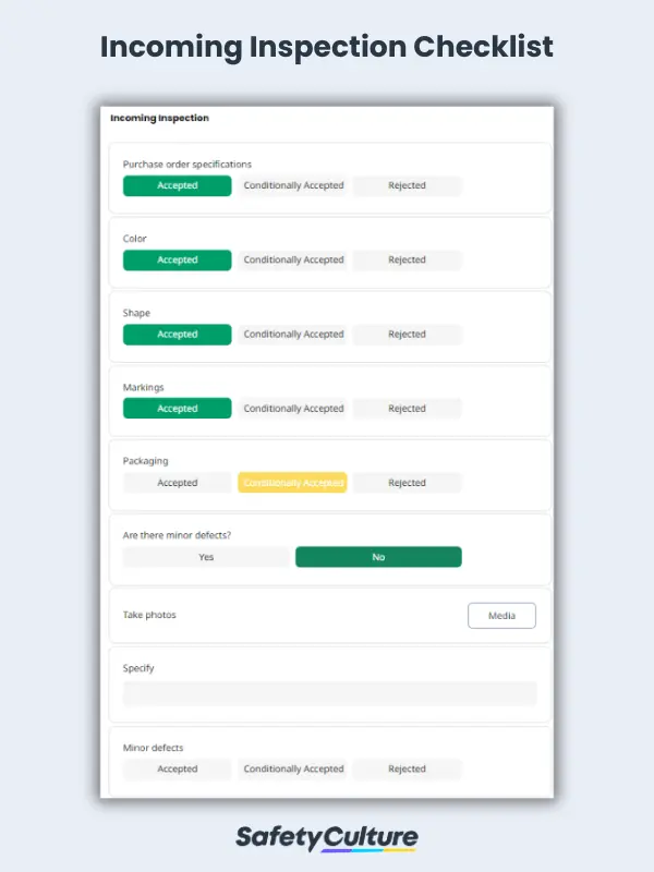 Incoming Inspection Checklist