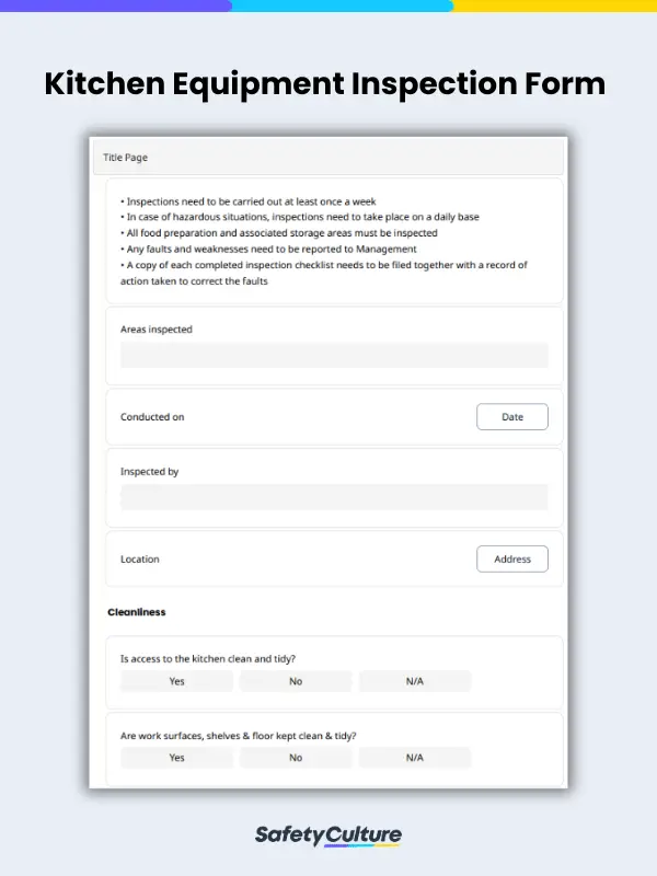 Kitchen Equipment Form