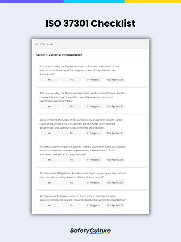Liste de contrôle ISO 37301