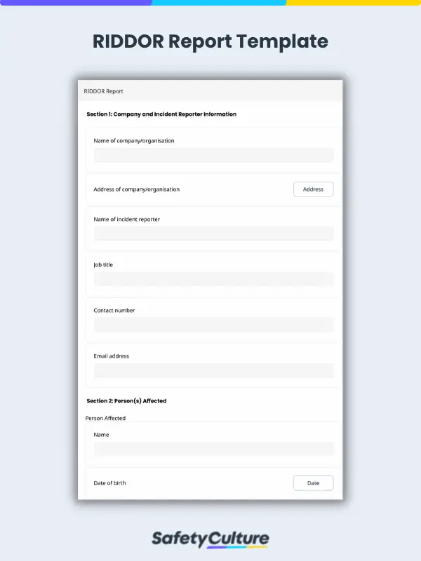 RIDDOR Report Template