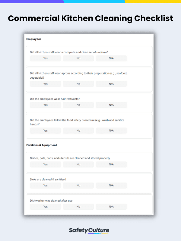 Commercial Kitchen Cleaning Checklist