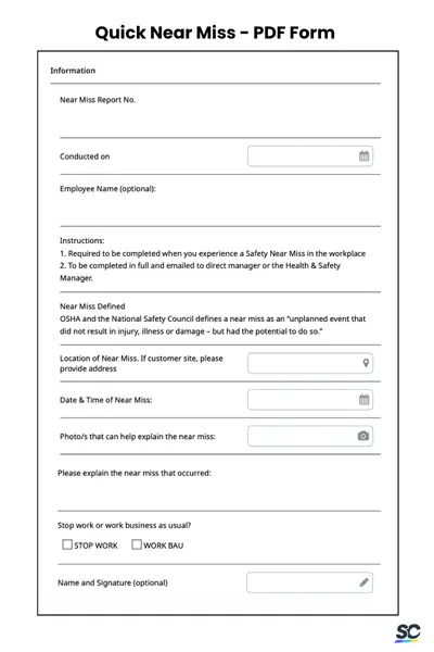 Quick near miss pdf form