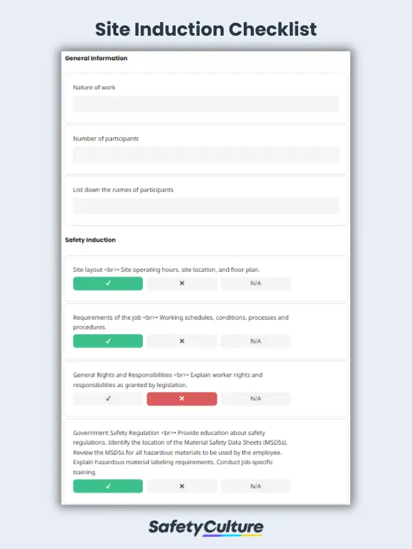 Site Induction Checklist