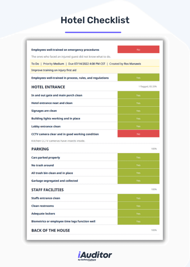 Hotel Checklist Template