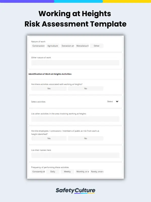 Working at Heights Risk Assessment Template