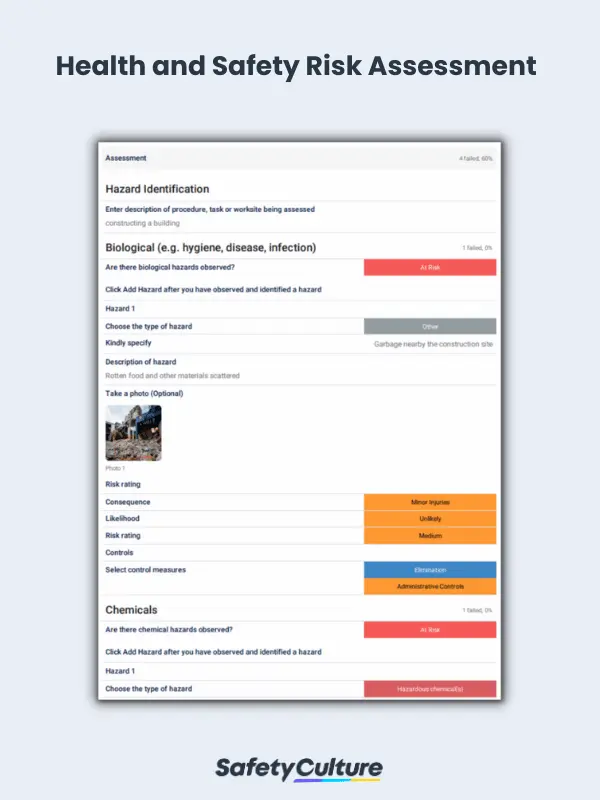 Health and Safety Risk Assessment Example