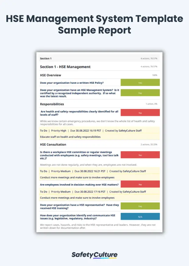 HSE Management System Template Sample Report