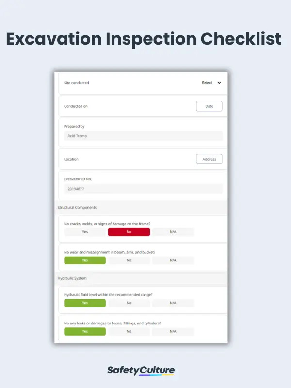 Excavation Inspection Checklist