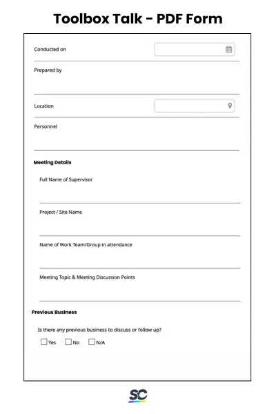 Toolbox Talk - PDF Form