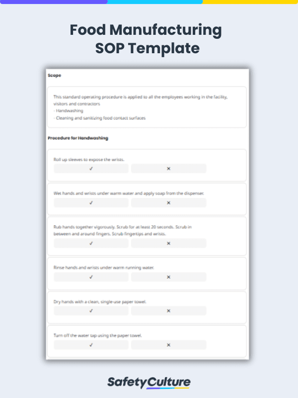 Food Manufacturing Standard Operating Procedure Template