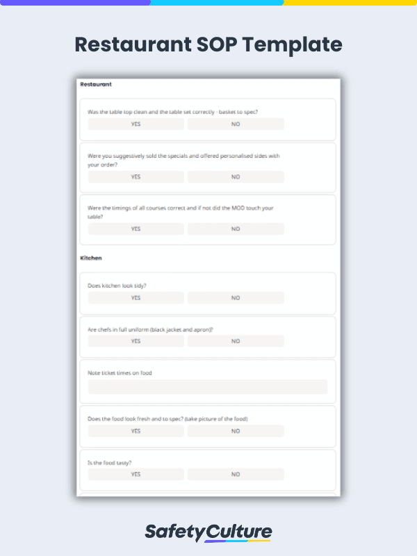 Restaurant Standard Operating Procedure Template